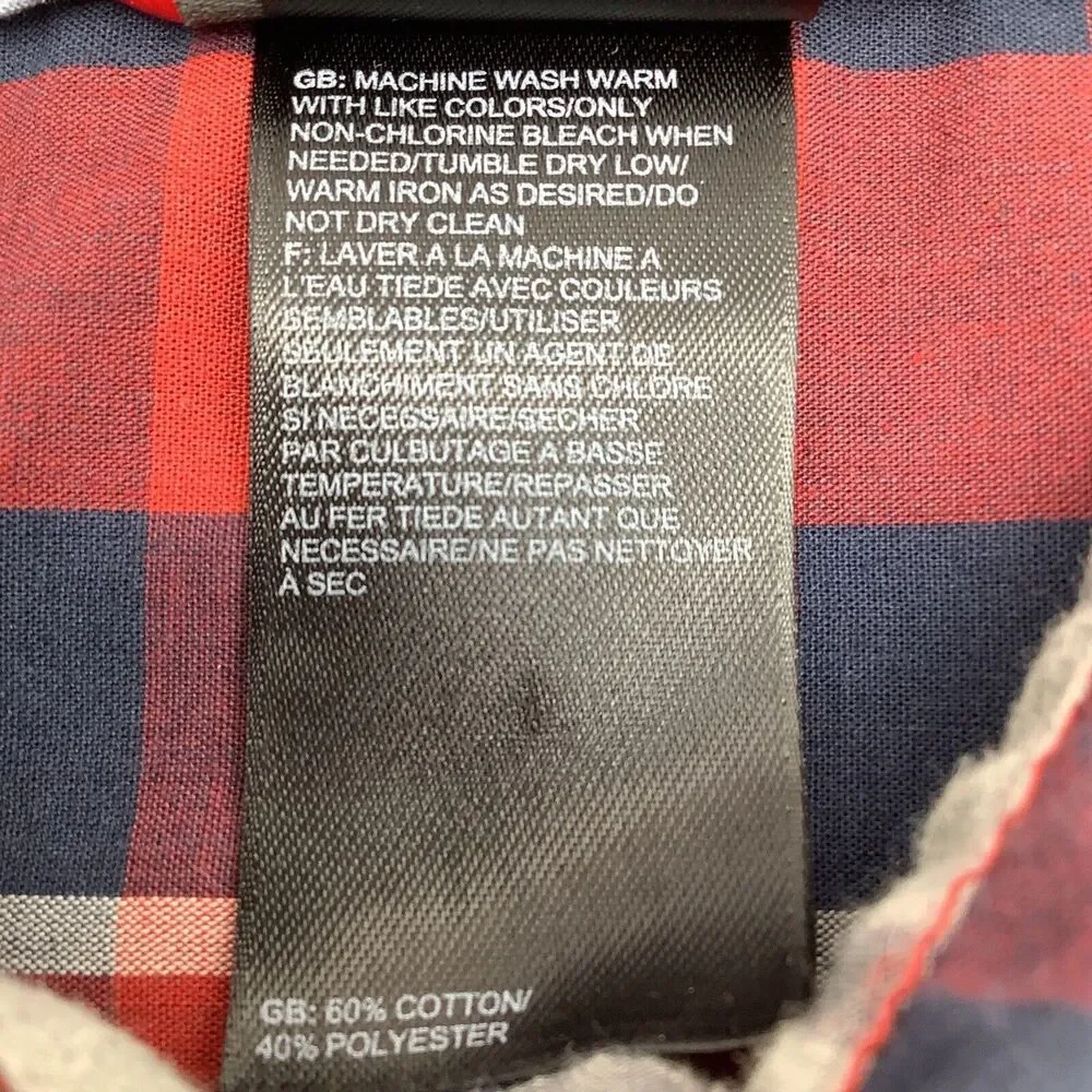 The North Face Mens Short Sleeve‎ Snap Button Shirt Red Plaid Size Large